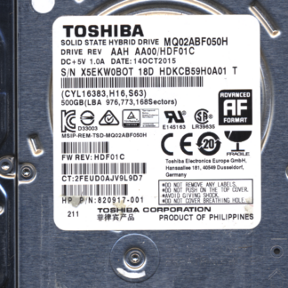 TOSHIBA 500GB MQ02ABF050H HDKCB59H0A01 REV: HDF01C G3814A Donor Drive