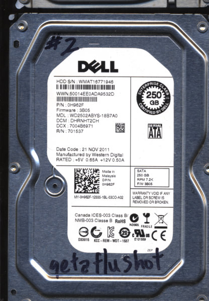 WD 250GB WD2502ABYS-18B7A0 DCM DHRNHT2CH T2 2060-701537-004 Donor Drive