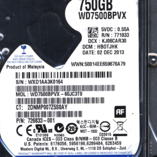 WD 750GB WD7500BPVX-60JC3T0 DCM HBOTJHK TJ 2060-771960-000 Donor Drive