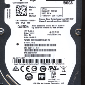 Seagate 500GB ST500LT012 1DG142-540 SN 000 100729420 Donor Drive