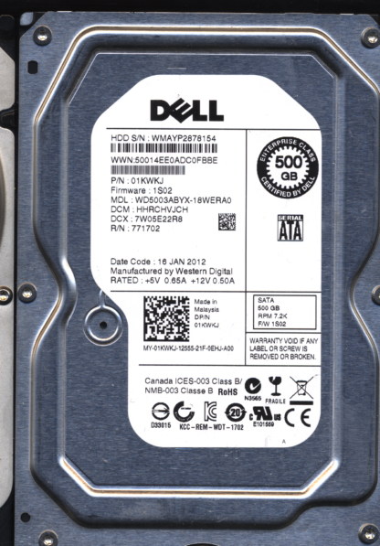 WD 500GB WD5003ABYX-18WERA0 DCM HHRCHVJCH VJ 2060-771702-001 Donor Drive