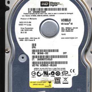 WD 80GB WD800JD-60LSA5 DCM ESBHNTJCA TJ 2060-701335-005 Donor Drive