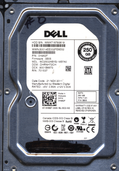 WD 250GB WD2502ABYS-18B7A0 DCM DHRNHT2CH T2 2060-701537-004 Donor Drive