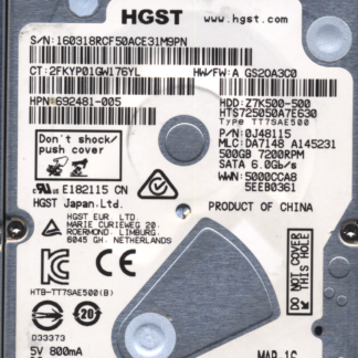 Hitachi 500GB HTS725050A7E630 0J48115 MLC DA7148 2200A9042701 Donor Drive