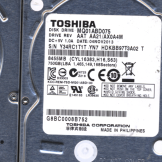 TOSHIBA 750GB MQ01ABD075 HDKBB97T3A02 AA21/AX0A4M G003138A DONOR DRIVE
