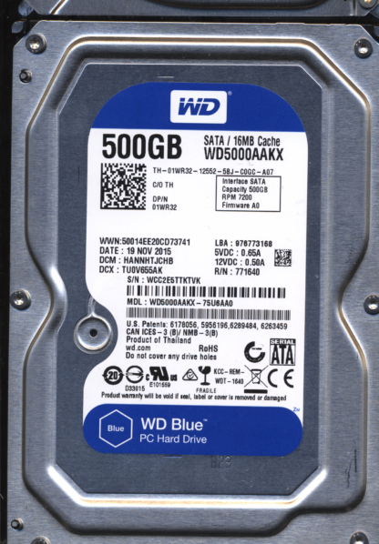WD 500GB WD5000AAKX-75U6AA0 DCM HANNHTJCHB TJ 2060-771640-003 Donor Drive