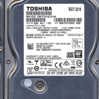 TOSHIBA 1TB HDD DT01ACA100 HDKPC03D0A03 S AA11/7SO 220 0A90377 01 Donor Drive