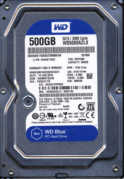 WD 500GB WD5000AZLX-08K2TA0 DCM HANNHT2CHB T2 2060-800039-001 Donor Drive