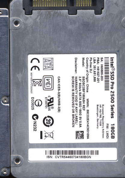 Intel 180GB SSDSC2BF180A5H Donor Drive