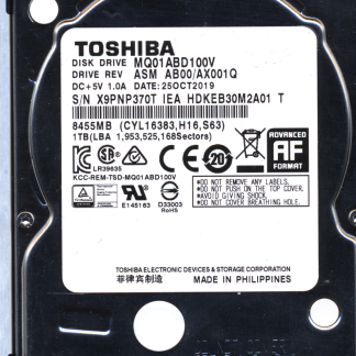 TOSHIBA 1TB MQ01ABD100V HDKEB30M2A01 G003138A Donor Drive