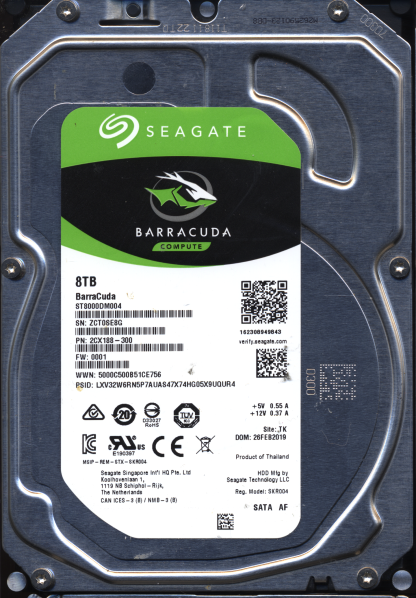 SEAGATE 8TB ST8000DM004 2CX188-300 SN ZCT 100815597 DONOR DRIVE