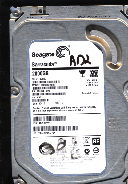 SEAGATE 2TB ST2000DM001 1CH164-020 SN Z1E FW HP33 100687658 DONOR DRIVE