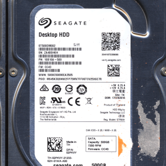 Seagate 500GB ST500DM002 1SB10A-500 SN ZA4 FW CC43 100774000 Donor Drive