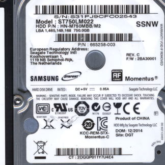 SAMSUNG 750GB ST750LM022 665258-003 M8_REV. DONOR DRIVE