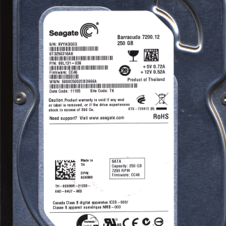 SEAGATE 250GB ST3250318AS 9SL131-036 SN 9VY FW CC46 100535704 DONOR DRIVE