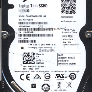 Seagate 500GB ST500LM000 1EJ162-042 SN W76 100731589 Donor Drive