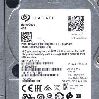 SEAGATE 4TB ST4000LM024 21N17V-566 SN WCK 100794976 DONOR DRIVE
