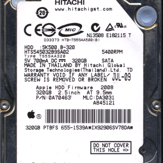 Hitachi 320GB HTS545032B9SA02 0A70463 MLC DA3031 220 0A90161 01 Donor Drive