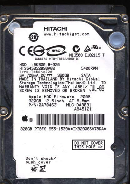 Hitachi 320GB HTS545032B9SA02 0A70463 MLC DA3031 220 0A90161 01 Donor Drive