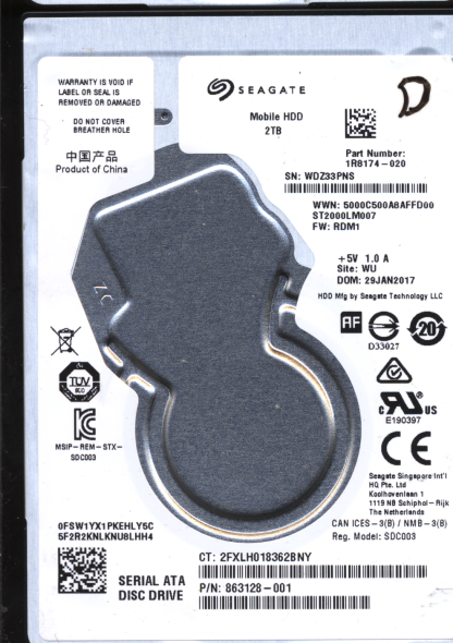 SEAGATE 2TB ST2000LM007 863128-001 SN WDZ 100809471 DONOR DRIVE