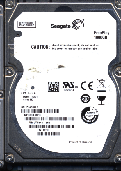 Seagate 1TB ST1000LM010 9YH146-550 SN Z10 FW CC9F 100609264 Donor Drive