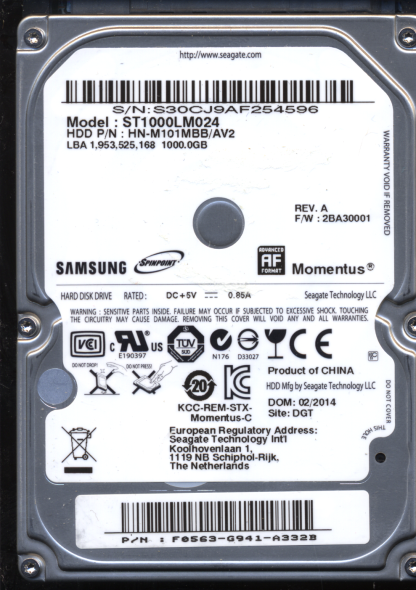 SAMSUNG 1TB ST1000LM024 DONOR DRIVE