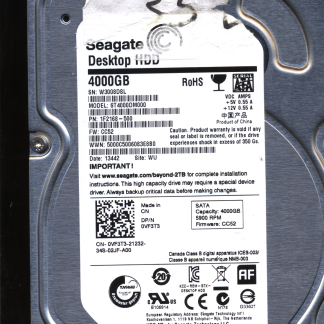 SEAGATE 4TB ST4000DM000 1F2168-500 SN W30 FW CC52 100710248 DONOR DRIVE