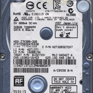Hitachi 320GB HTS725032A7E630 0J32733 MLC DA5427 220 0A90351 01 Donor Drive