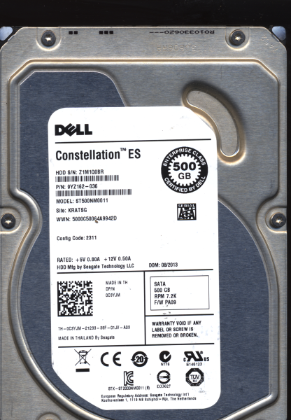 Seagate 500GB ST500NM0011 9YZ162-036 SN Z1M 100643297 Donor Drive