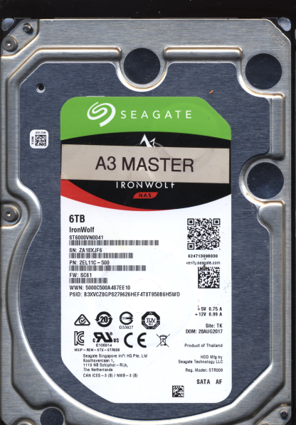 Seagate 6TB ST6000VN0041 2EL11C-500 SN ZA1 100768434 Donor Drive