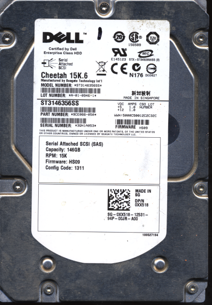 Seagate 146GB ST3146356SS 9CE066-050 SN 3QN 100507792 Donor Drive