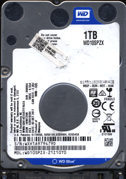 WD 1TB WD10SPZX-21Z10T0 DCM HHNT2HN T2 2060-800066-004 Donor Drive