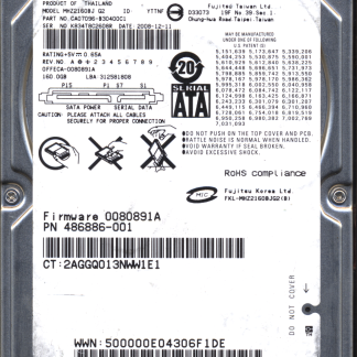 FUJITSU 160GB MHZ2160BJ CA07096-83040001 VD8Y22 507JA CA21344-B45X DONOR DRIVE