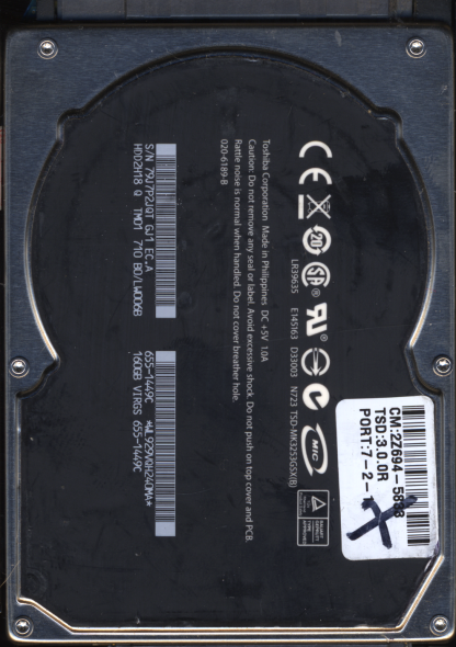 TOSHIBA 160GB TM01 HDD2H18 710 B0/LW006B G002217A DONOR DRIVE