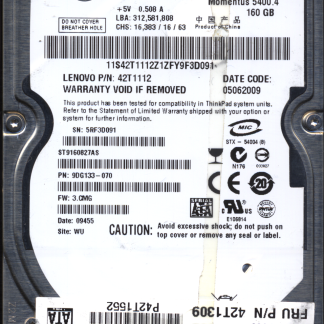 SEAGATE 160GB ST9160827AS 9DG133-070 SN 5RF FW 3.CMG 100484444 DONOR DRIVE