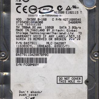 HITACHI 160GB HTS545016B9A300 0A57911 MLC DA2987 220 0A90161 01 DONOR DRIVE