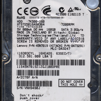HITACHI 160GB HTS725016A9A364 0A73291 MLC DA3247 220 0A90161 01 DONOR DRIVE