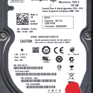 SEAGATE 160GB ST9160412ASG 9PSG4C-033 SN 5VG 100536286 DONOR DRIVE