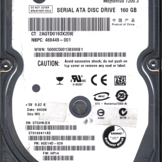 SEAGATE 160GB ST9160411AS 9GE14D-020 SN 5TG FW HP14 100513573 DONOR DRIVE
