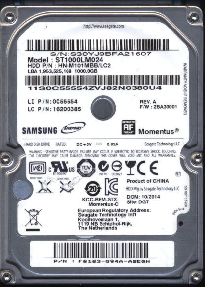 SAMSUNG 1TB ST1000LM024 M8_ DONOR DRIVE