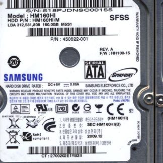 Samsung 160GB HM160HI 450622-001 FW HH100-15 BF41-00157A Donor Drive