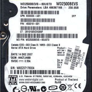 WD 250GB WD2500BEVS-60UST0 DCM HHCTJHBB TJ 2060-701499-000 Donor Drive