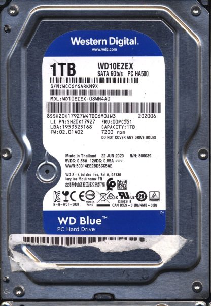 WD 1TB WD10EZEX-08WN4A0 2060-800039-001 Donor Drive