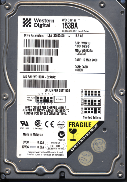 WD 15GB WD153BA-32AGA2 DCM DSBB 2060-600841-003 Donor Drive