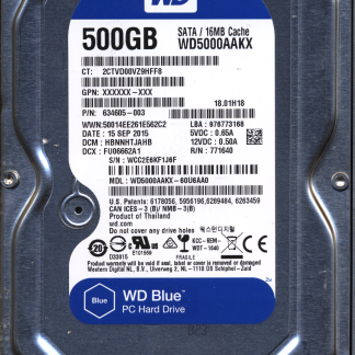 WD 500GB WD5000AAKX-60U6AA0 DCM HBNNHTJAHB TJ 2060-771640-003 Donor Drive