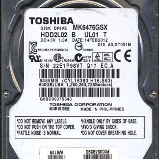 TOSHIBA 750GB MK6475GSX HDD2L02 A0/GT001 G002825A Donor Drive