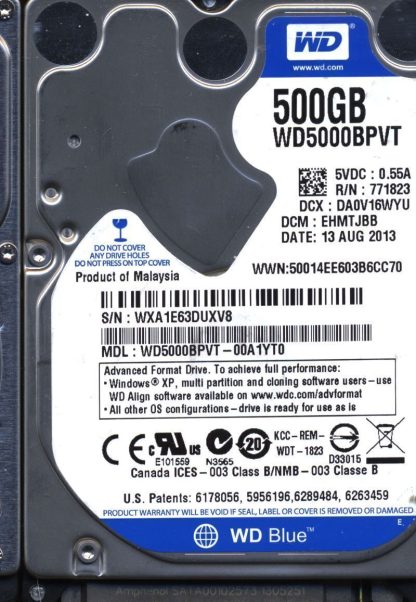 WD 500GB WD5000BPVT-00A1YT0 DCM EHMTJBB TJ Donor Drive