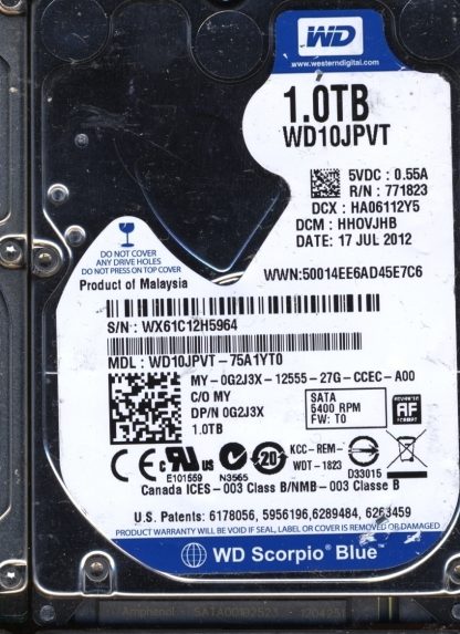 WD 1TB WD10JPVT-75A1YT0 DCM HH0VJHB VJ Donor Drive
