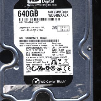 WD 640GB WD6402AAEX-00Z3A0 DCM HARNHTJAAB TJ 2060-771640-003 Donor Drive