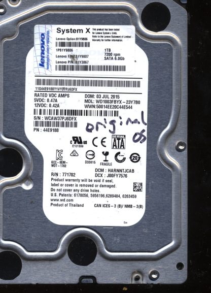 WD 1TB WD1003FBYX-23Y7B0 DCM HARNNTJCAB TJ 2060-771702-001 Donor Drive